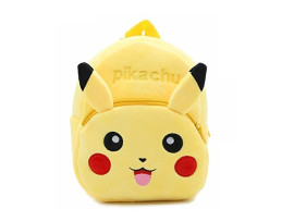 DZert Pikachu Kids Bags for School 10Ltr Baby/Boys/Girls Velvet Backpack (Yellow)
